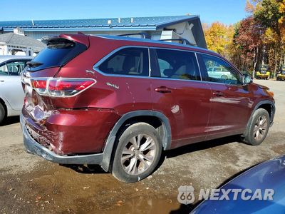 Trzecie zdjęcie samochodu z tyłu: 2015 TOYOTA HIGHLANDER XLE VIN:5TDJKRFH7FS130962 - miniatura