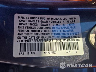 Zdjęcie 12 z 12 samochodu: 2014 HONDA CIVIC LX VIN:19XFB2F58EE008482 - miniatura