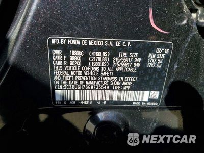 Zdjęcie 14 z 14 samochodu: 2016 HONDA HR-V EXL VIN:3CZRU6H76GM735549 - miniatura