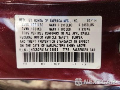 Zdjęcie 13 z 13 samochodu: 2014 HONDA ACCORD EXL VIN:1HGCR2F81EA173069 - miniatura