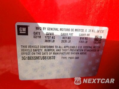 Zdjęcie 12 z 12 samochodu: 2018 CHEVROLET CRUZE LT VIN:3G1BE6SM7JS613670 - miniatura