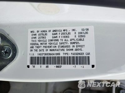 Zdjęcie 12 z 12 samochodu: 2008 HONDA ACCORD EX-L-V6 VIN:1HGCP36838A041866 - miniatura