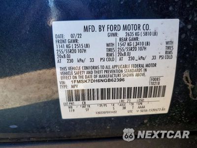 Zdjęcie 14 z 14 samochodu: 2022 FORD EXPLORER XLT VIN:1FMSK7DH6NGB62396 - miniatura