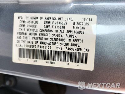 Zdjęcie 12 z 12 samochodu: 2015 ACURA TLX VIN:19UUB2F31FA010100 - miniatura