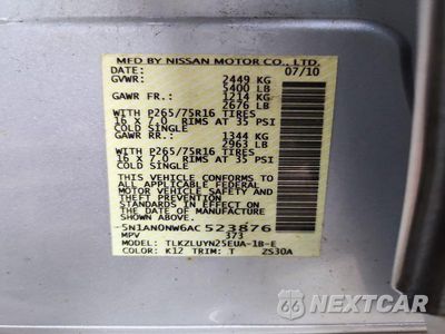 Zdjęcie 14 z 14 samochodu: 2010 NISSAN XTERRA X VIN:5N1AN0NW6AC523876 - miniatura