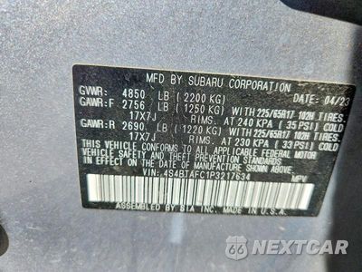Zdjęcie 12 z 12 samochodu: 2023 SUBARU OUTBACK PREMIUM VIN:4S4BTAFC1P3217634 - miniatura