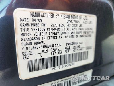 Zdjęcie 12 z 12 samochodu: 2009 INFINITI G37 SEDAN BASE VIN:JNKCV61E49M304786 - miniatura