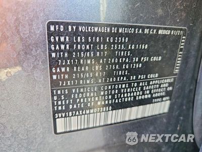 Zdjęcie 12 z 12 samochodu: 2021 VOLKSWAGEN TIGUAN S VIN:3VV1B7AX4MM073850 - miniatura