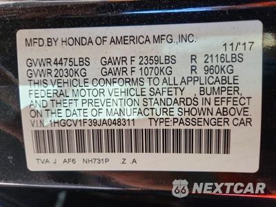Zdjęcie 13 z 13 samochodu: 2018 HONDA ACCORD SPORT VIN:1HGCV1F39JA048311 - miniatura