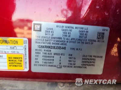 Zdjęcie 13 z 13 samochodu: 2014 CHEVROLET TRAVERSE LT VIN:1GNKRHKD3EJ305448 - miniatura