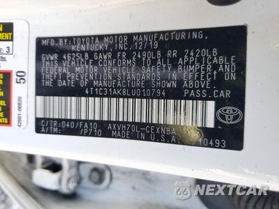 Zdjęcie 13 z 13 samochodu: 2020 TOYOTA CAMRY LE VIN:4T1C31AK8LU010794 - miniatura