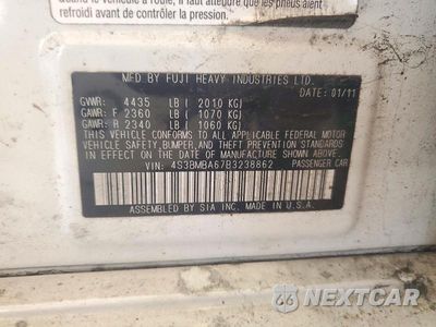 Zdjęcie 12 z 12 samochodu: 2011 SUBARU LEGACY 2.5I VIN:4S3BMBA67B3238862 - miniatura