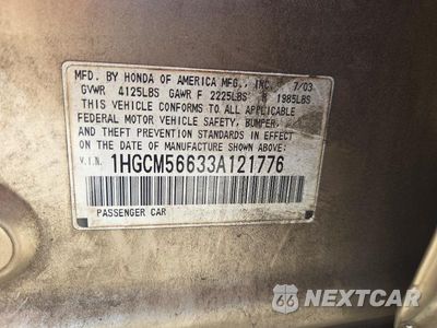 Zdjęcie 12 z 12 samochodu: 2003 HONDA ACCORD EX VIN:1HGCM56633A121776 - miniatura