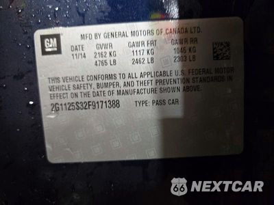 Zdjęcie 13 z 13 samochodu: 2015 CHEVROLET IMPALA LT VIN:2G1125S32F9171388 - miniatura