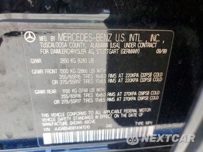 Zdjęcie 13 z 13 samochodu: 2000 MERCEDES-BENZ ML 320 VIN:4JGAB54E8YA147010 - miniatura