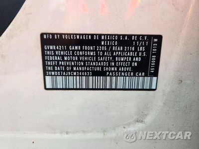 Zdjęcie 12 z 12 samochodu: 2012 VOLKSWAGEN JETTA SE VIN:3VWDX7AJ9CM344633 - miniatura