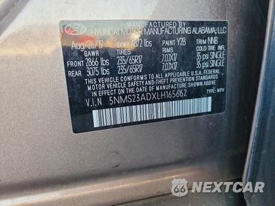 Zdjęcie 12 z 12 samochodu: 2020 HYUNDAI SANTA FE SE VIN:5NMS23ADXLH165662 - miniatura