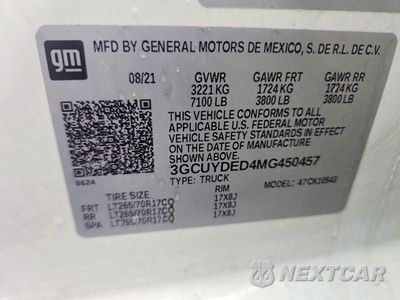 Zdjęcie 12 z 12 samochodu: 2021 CHEVROLET SILVERADO K1500 LT VIN:3GCUYDED4MG450457 - miniatura
