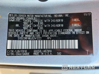 Zdjęcie 13 z 13 samochodu: 2018 TOYOTA HIGHLANDER LE VIN:5TDZZRFH8JS241222 - miniatura