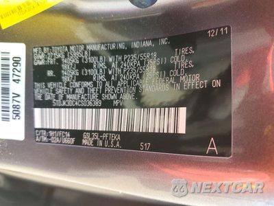 Zdjęcie 13 z 13 samochodu: 2012 TOYOTA SIENNA LE VIN:5TDJK3DC4CS036389 - miniatura