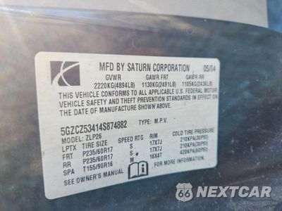 Zdjęcie 14 z 14 samochodu: 2004 SATURN VUE VIN:5GZCZ53414S874882 - miniatura