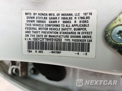 Zdjęcie 12 z 12 samochodu: 2017 HONDA CIVIC EX VIN:19XFC2F79HE016203 - miniatura