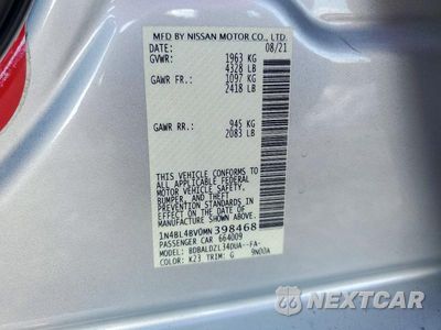Zdjęcie 12 z 12 samochodu: 2021 NISSAN ALTIMA S VIN:1N4BL4BV0MN398468 - miniatura