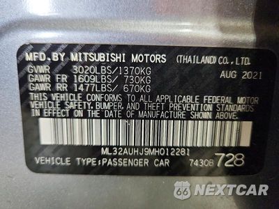 Zdjęcie 12 z 12 samochodu: 2021 MITSUBISHI MIRAGE ES VIN:ML32AUHJ9MH012281 - miniatura