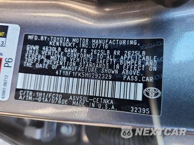 Zdjęcie 12 z 12 samochodu: 2017 TOYOTA CAMRY LE VIN:4T1BF1FK5HU292329 - miniatura
