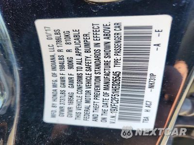 Zdjęcie 13 z 13 samochodu: 2017 HONDA CIVIC LX VIN:19XFC2F51HE026545 - miniatura