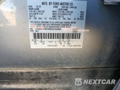 Zdjęcie 14 z 14 samochodu: 2022 FORD EXPLORER VIN:1FMSK8BH0NGC25498 - miniatura