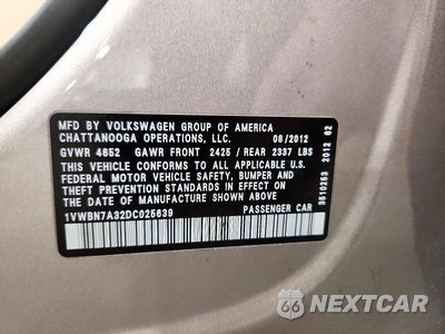 Zdjęcie 12 z 12 samochodu: 2013 VOLKSWAGEN PASSAT SE VIN:1VWBN7A32DC025639 - miniatura