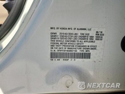 Zdjęcie 13 z 13 samochodu: 2016 HONDA PILOT LX VIN:5FNYF5H10GB047164 - miniatura