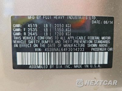 Zdjęcie 12 z 12 samochodu: 2015 SUBARU LEGACY 2.5I LIMITED VIN:4S3BNAL64F3014233 - miniatura