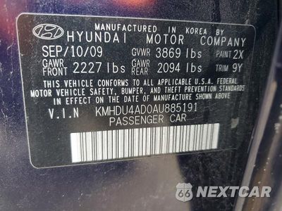 Zdjęcie 12 z 12 samochodu: 2010 HYUNDAI ELANTRA GLS VIN:KMHDU4AD0AU885191 - miniatura