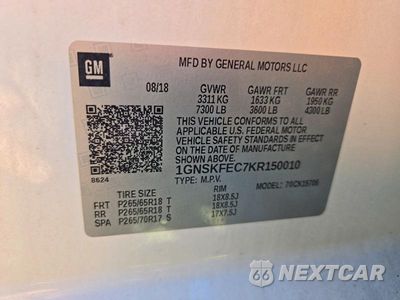 Zdjęcie 13 z 13 samochodu: 2019 CHEVROLET TAHOE SPECIAL VIN:1GNSKFEC7KR150010 - miniatura