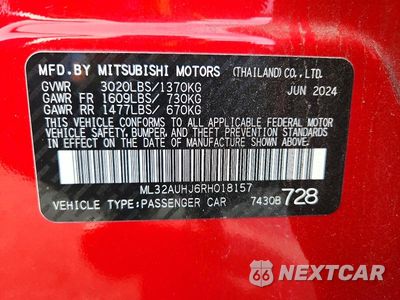 Zdjęcie 12 z 12 samochodu: 2024 MITSUBISHI MIRAGE ES VIN:ML32AUHJ6RH018157 - miniatura