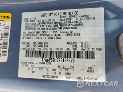 Zdjęcie 12 z 12 samochodu: 2024 FORD MUSTANG VIN:1FA6P8TH8R5127395 - miniatura