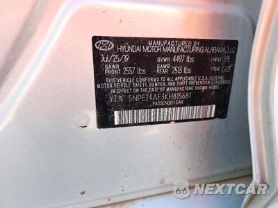 Zdjęcie 12 z 12 samochodu: 2019 HYUNDAI SONATA SE VIN:5NPE24AF3KH815681 - miniatura