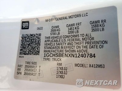 Zdjęcie 12 z 12 samochodu: 2022 CHEVROLET COLORADO VIN:1GCHSBENXN1240784 - miniatura