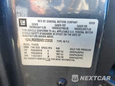 Zdjęcie 13 z 13 samochodu: 2010 CHEVROLET TRAVERSE LT VIN:1GNLRGED2AS123626 - miniatura