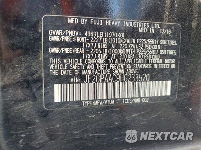 Zdjęcie 13 z 13 samochodu: 2017 SUBARU CROSSTREK VIN:JF2GPAAC9HG233520 - miniatura