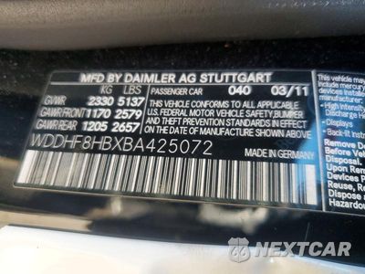 Zdjęcie 13 z 13 samochodu: 2011 MERCEDES-BENZ E 350 4MATIC VIN:WDDHF8HBXBA425072 - miniatura