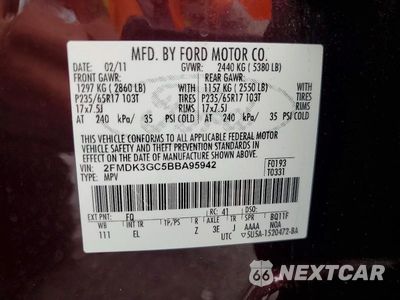 Zdjęcie 13 z 13 samochodu: 2011 FORD EDGE SE VIN:2FMDK3GC5BBA95942 - miniatura