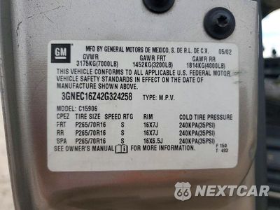Zdjęcie 13 z 13 samochodu: 2002 CHEVROLET SUBURBAN C1500 VIN:3GNEC16Z42G324258 - miniatura