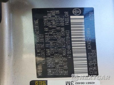 Zdjęcie 13 z 13 samochodu: 2007 TOYOTA CAMRY LE VIN:4T1BE46K17U194403 - miniatura