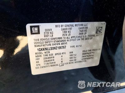 Zdjęcie 13 z 13 samochodu: 2017 GMC ACADIA SLE VIN:1GKKNLLS0HZ196767 - miniatura
