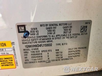 Zdjęcie 13 z 13 samochodu: 2015 CHEVROLET TRAVERSE LT VIN:1GNKVHKD4FJ159932 - miniatura