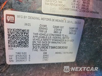 Zdjęcie 12 z 12 samochodu: 2021 GMC SIERRA K1500 SLT VIN:3GTU9DET5MG383050 - miniatura