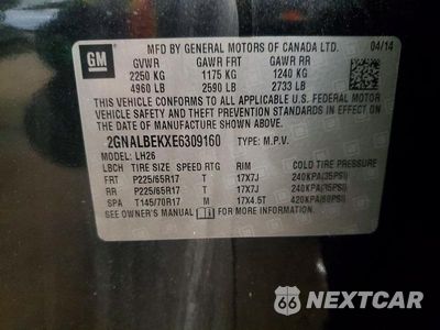 Zdjęcie 14 z 14 samochodu: 2014 CHEVROLET EQUINOX LT VIN:2GNALBEKXE6309160 - miniatura